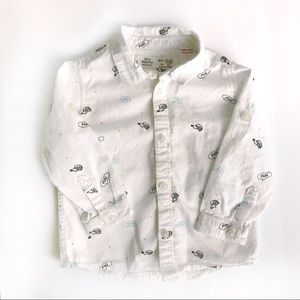 Zara Baby Boy White Button Down Graphic Hat